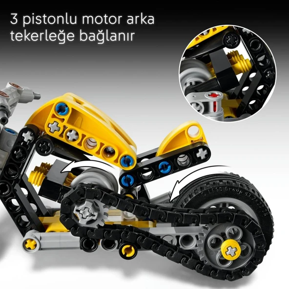 LEGO 42225 Technic Sarı Motosiklet - Resim 7