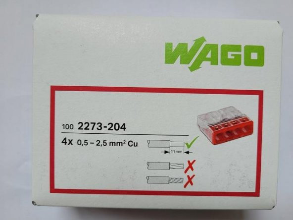 Wago Buat Klemensi 4x2.5mm 100 Adet Kutu ürün görseli 1