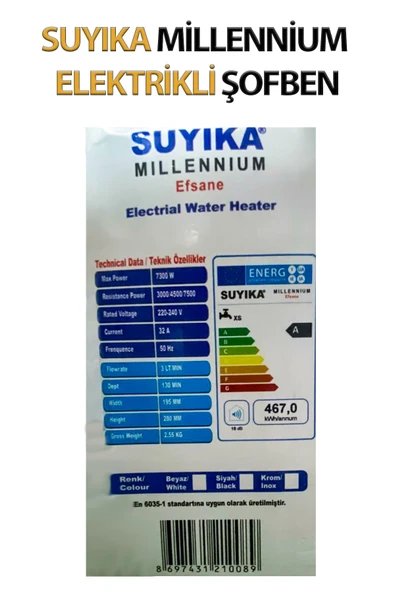 Elektrikli Şofben Millennium Efsane 7300 Watt - Resim 3