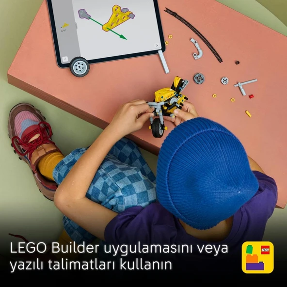 LEGO 42225 Technic Sarı Motosiklet - Resim 9