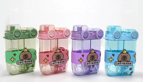 Capybara Çift Bölmeli Pipetli Suluk ürün görseli 1