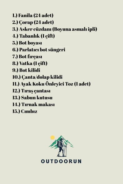 24’lü Askerlik Seti Fanila Çorap ve 27 Parça Aksesuar - Temel ve Bedelli Askerlik Malzemeleri - Resim 2
