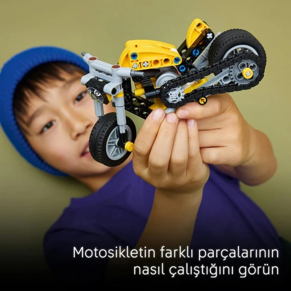 LEGO 42225 Technic Sarı Motosiklet - Resim 8
