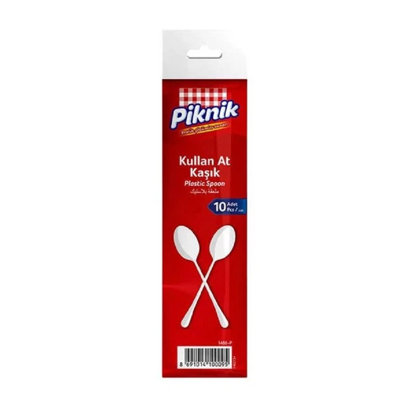 PİKNİK KULLAN-AT PLASTİK KAŞIK 10'LU BEYAZ ürün görseli 1