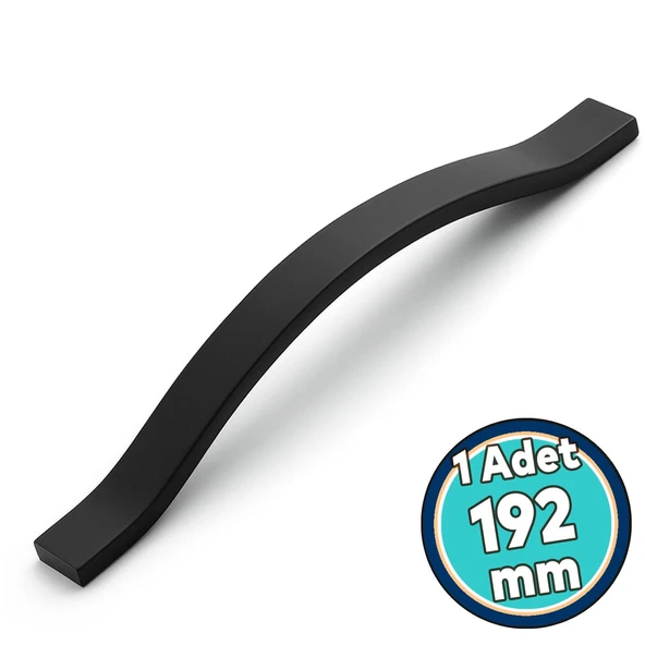 Mobilya Kulpu Siyah Metal 192 mm Mutfak Dolabı Çekmece Kolu Gardırop Kapak Kulpları Sağlam ürün görseli 1