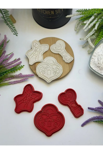 Butik 3d Baskı 3'lü "Aşk" Kalp Şekilli Kurabiye Kalıbı Set 3 ürün görseli 1