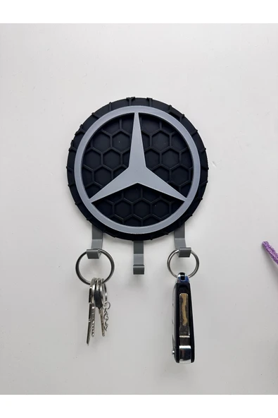 3D Baskı Dekoratif Mercedes Logo Model Tasarımlı Anahtar Askılığı ürün görseli 1