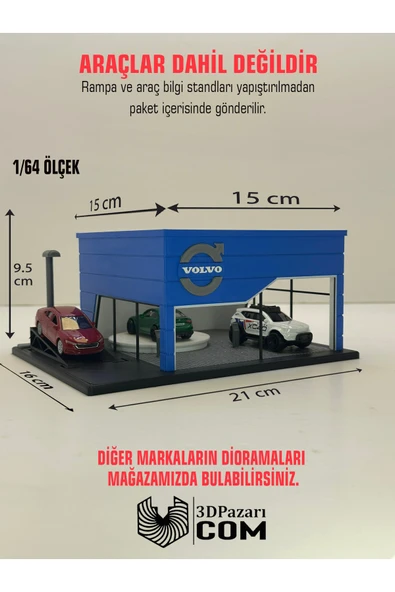 3D Baskı 1/64 Ölçekli Volvo Showroom Tasarımlı Diorama Araç Sergileme Garajı ürün görseli 1