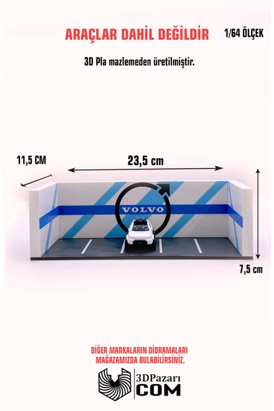Butik 1/64 Ölçekli Volvo Diorama Tasarımlı Araç Sergileme Garajı 3D Baskı ürün görseli 1
