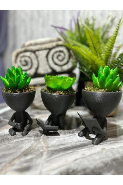 Butik Dekoratif 3'lü Saksı Seti ürün görseli 1