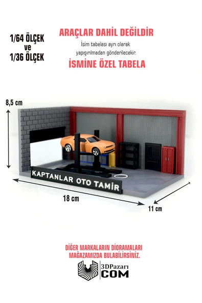 Butik 3D Baskı 1/64 Ölçekli Tamirhane Bina Tasarımlı Diorama Araç Sergileme Garajı ürün görseli 1