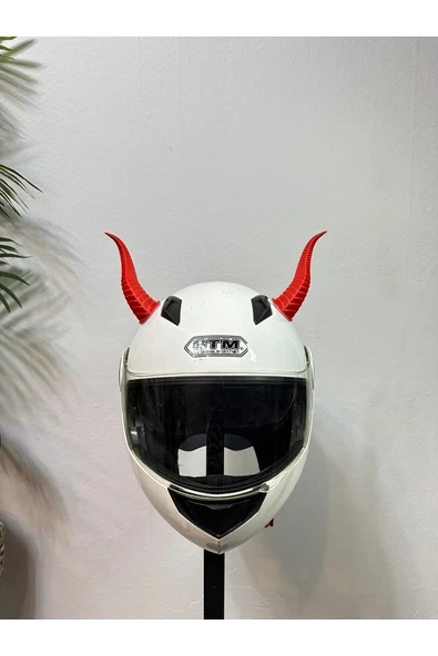 Butik Motor & Motosiklet Kırmızı Boynuz Kask Dış Aksesuarı ürün görseli 1