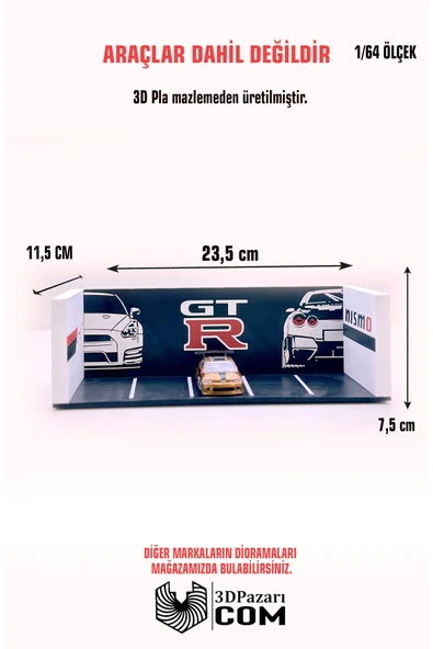 Butik 1/64 Ölçekli Nissan GTR Diorama Tasarımlı Araç Sergileme Garajı 3D Baskı ürün görseli 1