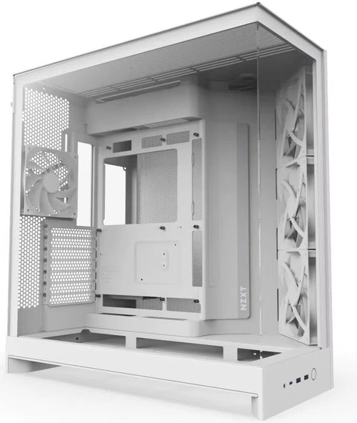 NZXT H9 Flow Large Dual-Chamber Beyaz Tempered Glass USB 3.0 ATX Mid Tower Kasa ürün görseli 1