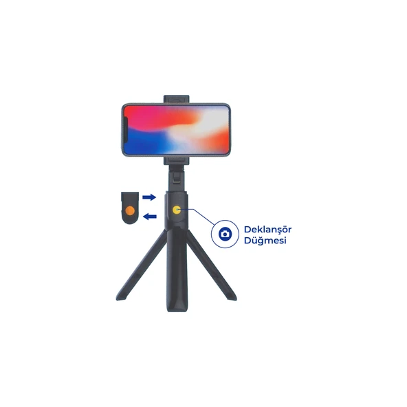 Bluetooth Uzaktan Kumandalı Masaüstü Tripod Selfie Çubuğu ürün görseli 1