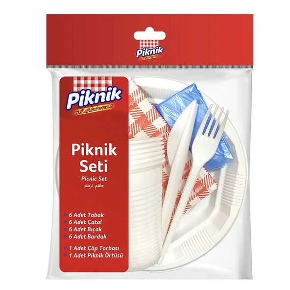 PİKNİK KULLAN-AT PİKNİK SETİ EKONOMİK 6LI BEYAZ ürün görseli 1