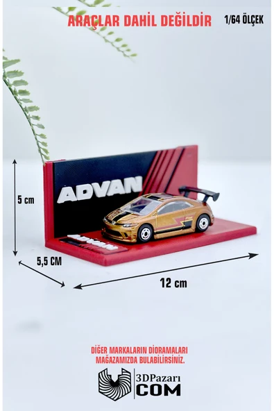 3D Baskı 1/64 Ölçekli Advan Tasarımlı Tekli Mini Diorama Araç Sergileme Garajı ürün görseli 1