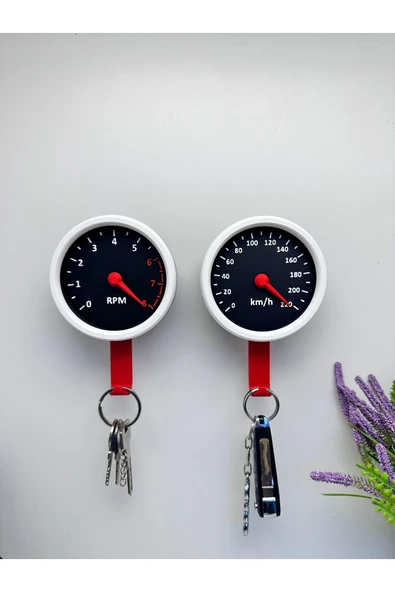 3D Baskı Dekoratif RPM ve KM Gösterge Tasarımlı Anahtar Askılığı (2'li) ürün görseli 1