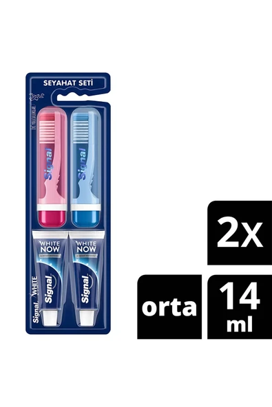 Signal White Now Diş Macunu 14ml+Fırça Seyahat 2li Set ürün görseli 1