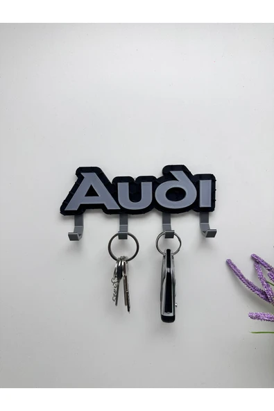3D Baskı Dekoratif Audi Model Tasarımlı Gri Renk Anahtar Askılığı ürün görseli 1