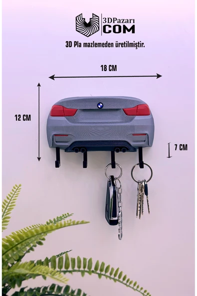 3D Baskı BMW F82 Model Tasarımlı Gri Renk Dekoratif Anahtar Askılığı ürün görseli 1