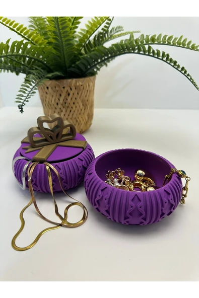 Butik 3d Baskı 2’li Mor Renkli Desenli Takı ve Aksesuar Kutusu ürün görseli 1
