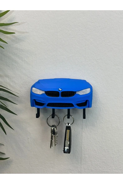 3D Baskı Dekoratif BMW M3 F30 Ön Model Tasarımlı Mavi Renk Anahtar Askılığı ürün görseli 1