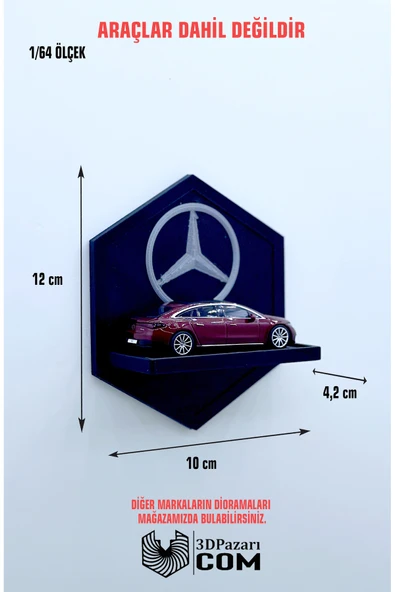 3D Baskı 1/64 Ölçekli Araç Sergileme Rafı Petek Şeklinde Mercedes Tasarımlı ürün görseli 1