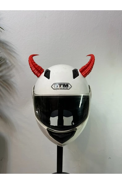 Butik Motor & Motosiklet Kırmızı Viking Boynuz Kask Dış Aksesuarı ürün görseli 1