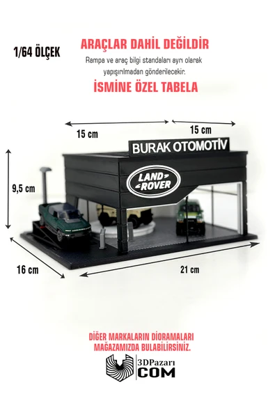 Butik 1/64 Ölçekli Land Rover Diorama Tasarımlı Araç Sergileme Garajı 3D Baskı ürün görseli 1