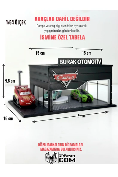 Butik 1/64 Ölçekli Cars Diorama Tasarımlı Araç Sergileme Garajı 3D Baskı ürün görseli 1