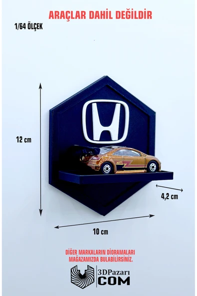 3D Baskı 1/64 Ölçekli Araç Sergileme Rafı Petek Şeklinde Honda Tasarımlı ürün görseli 1