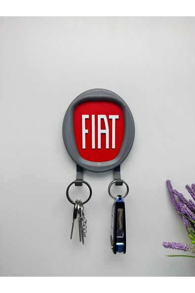 3D Baskı Dekoratif FIAT Logo Model Tasarımlı Kırmızı Renk Anahtar Askılığı ürün görseli 1
