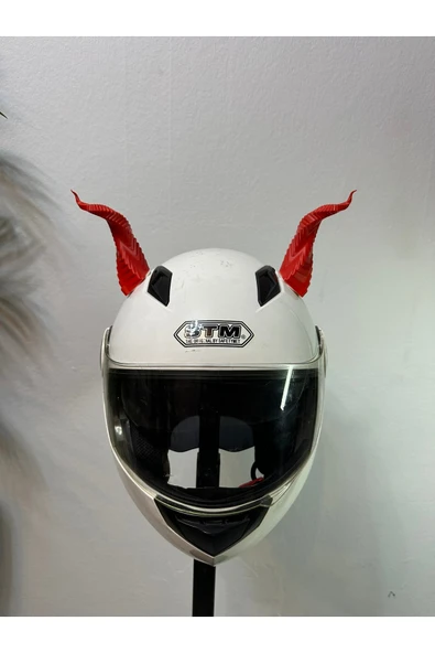 Butik Motor & Motosiklet Bükülmüş Kırmızı Boynuz Kask Dış Aksesuarı ürün görseli 1