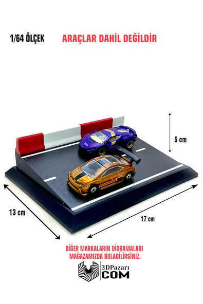 3D Baskı 1/64 Ölçekli Yarış Pisti Tasarımlı Diorama Araç Sergileme Garajı ürün görseli 1