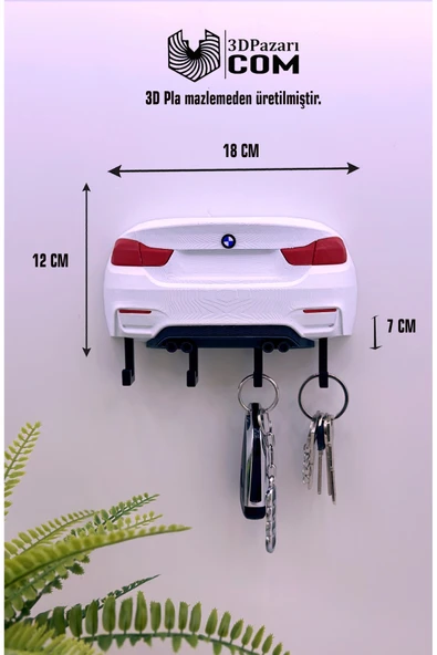3D Baskı BMW F82 Model Tasarımlı Beyaz Renk Dekoratif Anahtar Askılığı ürün görseli 1