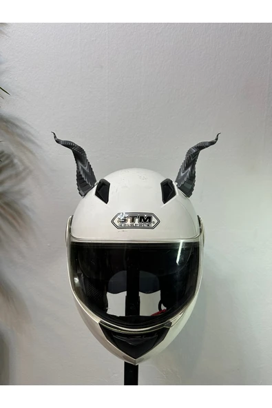 Butik Motor & Motosiklet Bükülmüş Gümüş Boynuz Kask Dış Aksesuarı ürün görseli 1