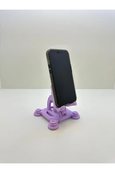 Butik 3D Baskı Mekanik Görünümlü Lila Renk Telefon ve Tablet Tutucu ürün görseli 1