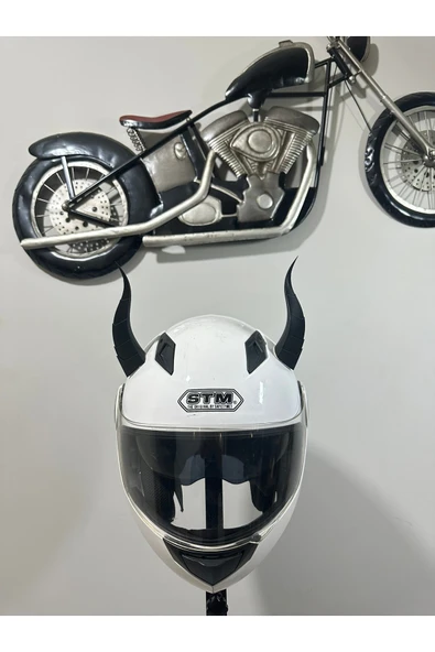 Butik Motor & Motosiklet Siyah Uzun Şeytan Boynuzu Kask Dış Aksesuar ürün görseli 1