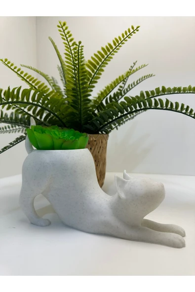 Butik Dekoratif Kedi Şekilli 3d Baskı Saksı ürün görseli 1