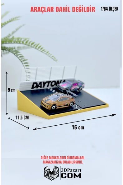 3D Baskı 1/64 Ölçekli Daytona Tasarımlı Çiftli Mini Diorama Araç Sergileme Garajı ürün görseli 1