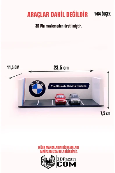Butik 1/64 Ölçekli Bmw Diorama Tasarımlı Araç Sergileme Garajı 3D Baskı ürün görseli 1
