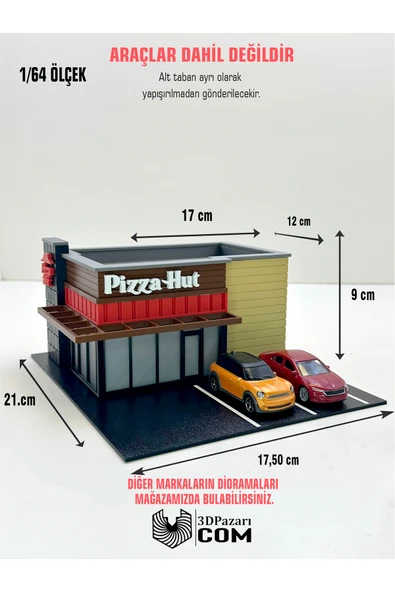 3D Baskı 1/64 Ölçekli Pizza Hut Bina Tasarımlı Diorama Araç Sergileme Garajı ürün görseli 1