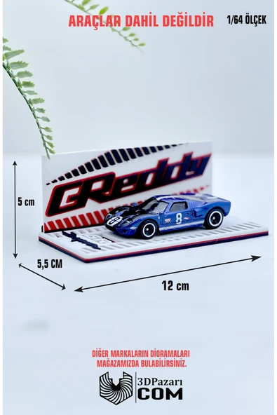 Butik GReddy Tasarımlı Tekli Mini Diorama Araç Sergileme Garajı 1/64 Ölçekli 3D Baskı ürün görseli 1
