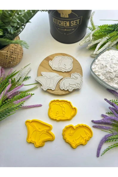 Butik 3d Baskı 3'lü Dinazor Şekilli Kurabiye Kalıbı Set 2 - Resim 3