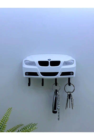 3D Baskı BMW E90 Model Tasarımlı Beyaz Renk Dekoratif Anahtar Askılığı ürün görseli 1