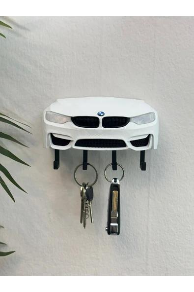 3D Baskı Dekoratif BMW M3 F30 Ön Model Tasarımlı Beyaz Renk Anahtar Askılığı ürün görseli 1