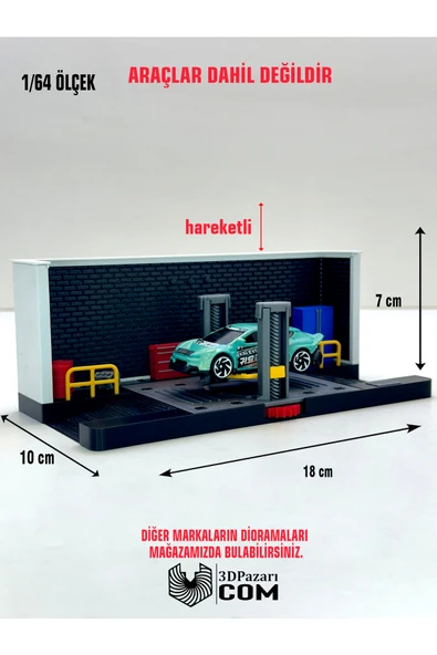 Butik 3D Baskı 1/64 Ölçekli Hareketli Tamirhane Bina Tasarımlı Diorama Araç Sergileme Garajı ürün görseli 1