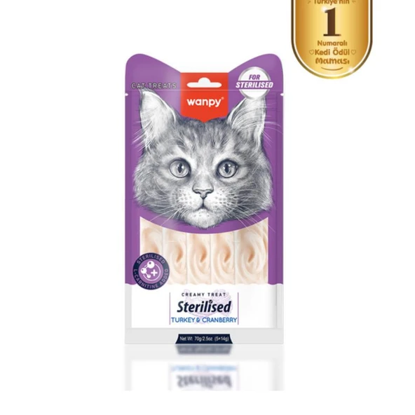 Wanpy Hindi & Kızılcıklı Kısırlaştırılmış Kedi Krema Ödülü 5×14 Gr ürün görseli 1