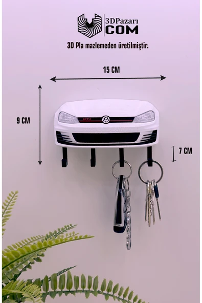 3D Baskı Golf MK7 Model Tasarımlı Beyaz Renk Dekoratif Anahtar Askılığı ürün görseli 1